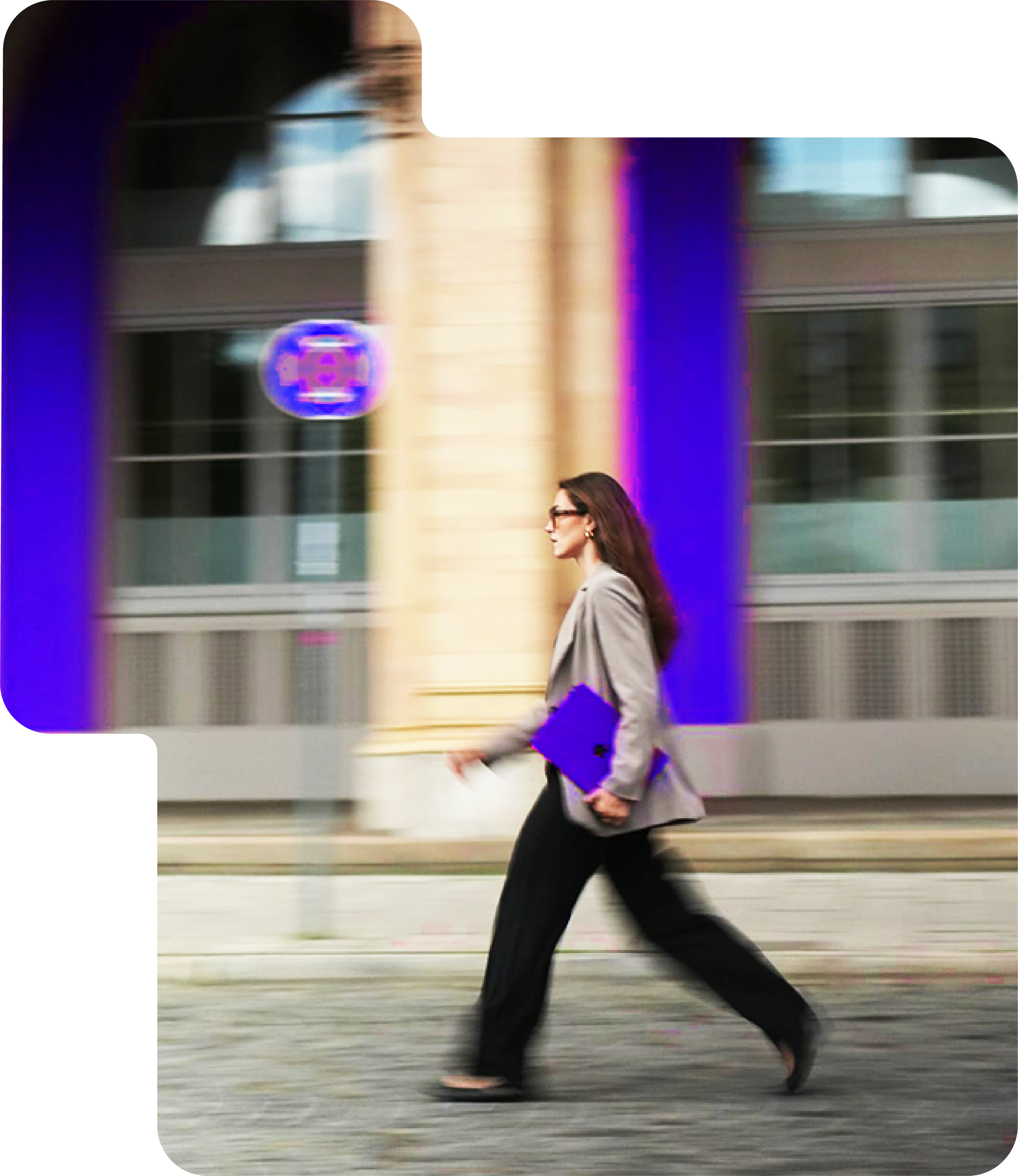 Professional woman walking confidently