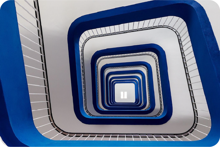 Spiral staircase blue
